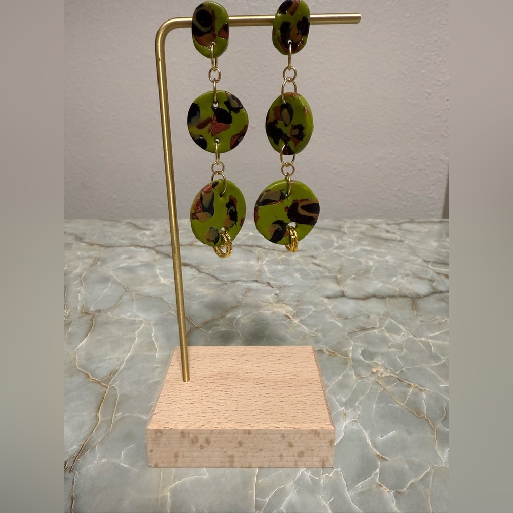 Green and Brown Dangle Earrings